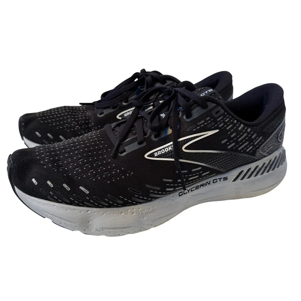 Brooks Glycerin GTS 20 Mens Running Shoes Black White Stability Sneaker 12 D